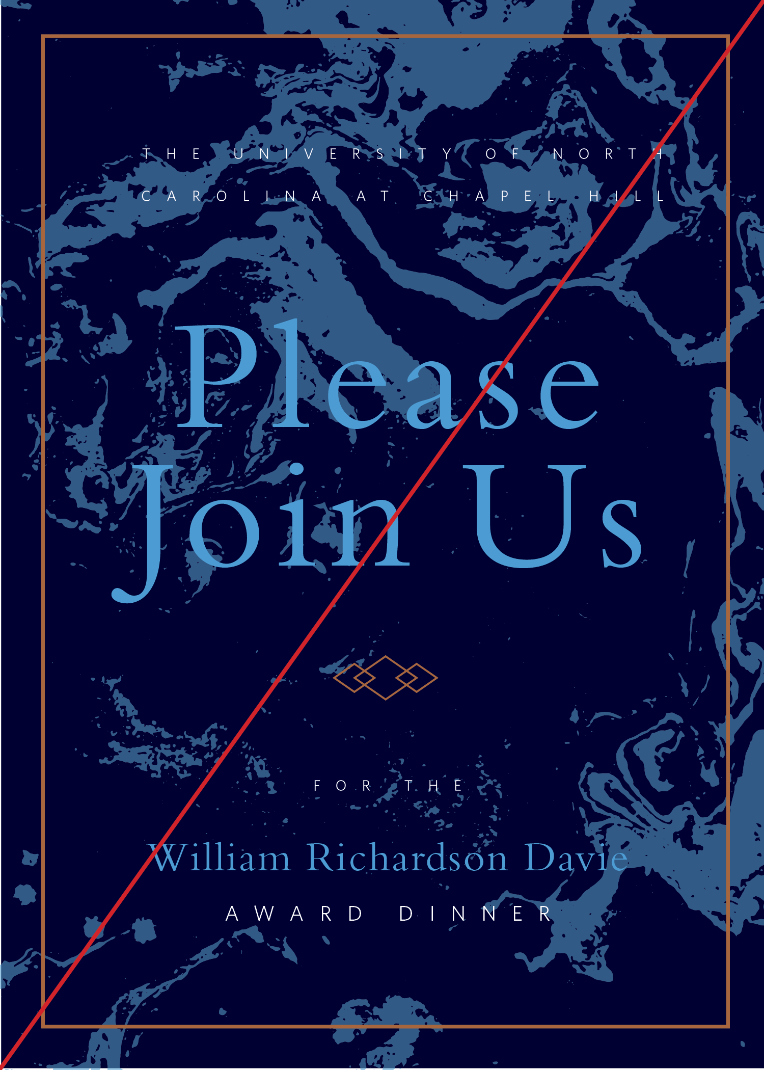Invitation design showing improper use of the water texture with a red line going through it..