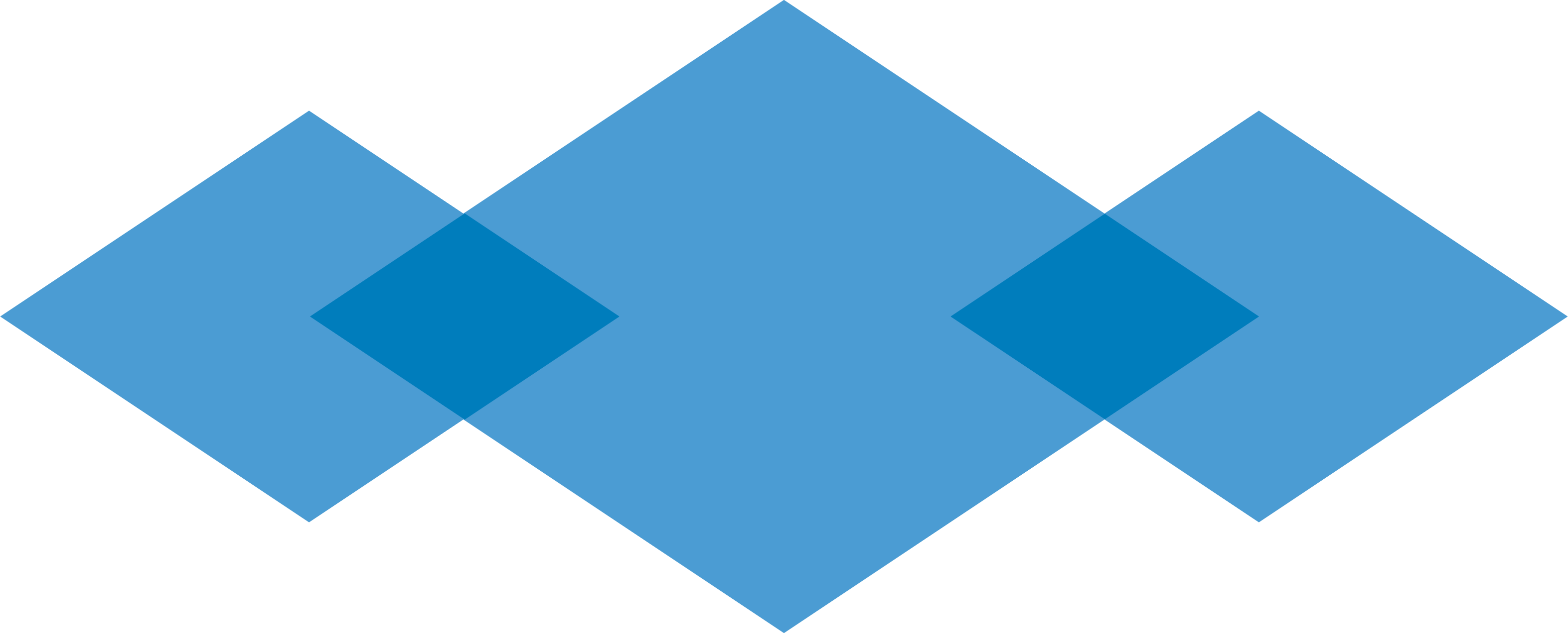 Three overlapping diamond shapes in Carolina Blue.
