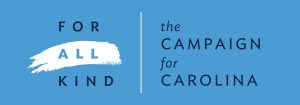 The Campaign for Carolina logo in white and navy blue on a Carolina Blue background
